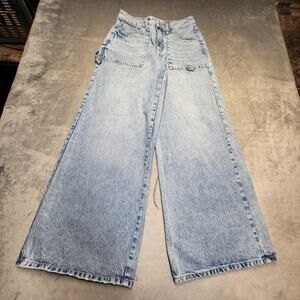 Forever 21 Jeans Womens 27 Light Wash Carpenter Wide Leg High Rise Baggy